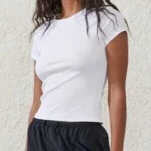 Cotton On Body - Women's Active Rib T-shirt White Athletic Fit Top NEW